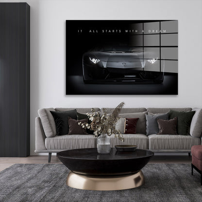 Motivation Auto Sportwagen Zitat Acrylglasbild Wandbild Bild Wanddeko Wohnzimmer XL