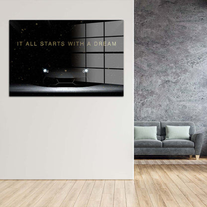 Motivation Luxussportwagen und Traum Acrylglasbild Wandbild Bild Wanddeko XL