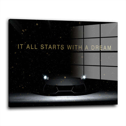 Motivation Luxussportwagen und Traum Acrylglasbild Wandbild Bild Wanddeko XL