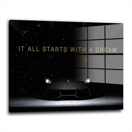 Motivation Luxussportwagen und Traum Acrylglasbild Wandbild Bild Wanddeko XL