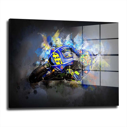 Motorrad Rennfahrer Valentino Acrylglasbild Wandbild Bild Wanddeko Wohnzimmer XL