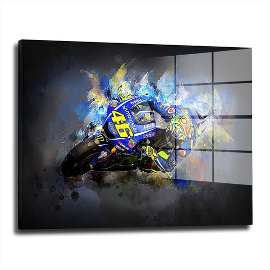 Motorrad Rennfahrer Valentino Acrylglasbild Wandbild Bild Wanddeko Wohnzimmer XL