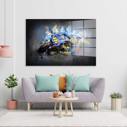 Motorrad Rennfahrer Valentino Acrylglasbild Wandbild Bild Wanddeko Wohnzimmer XL