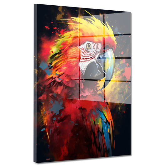 Papagei Pop Art Colour Acrylglasbild Wandbild Bild Wanddeko Wohnzimmer XL
