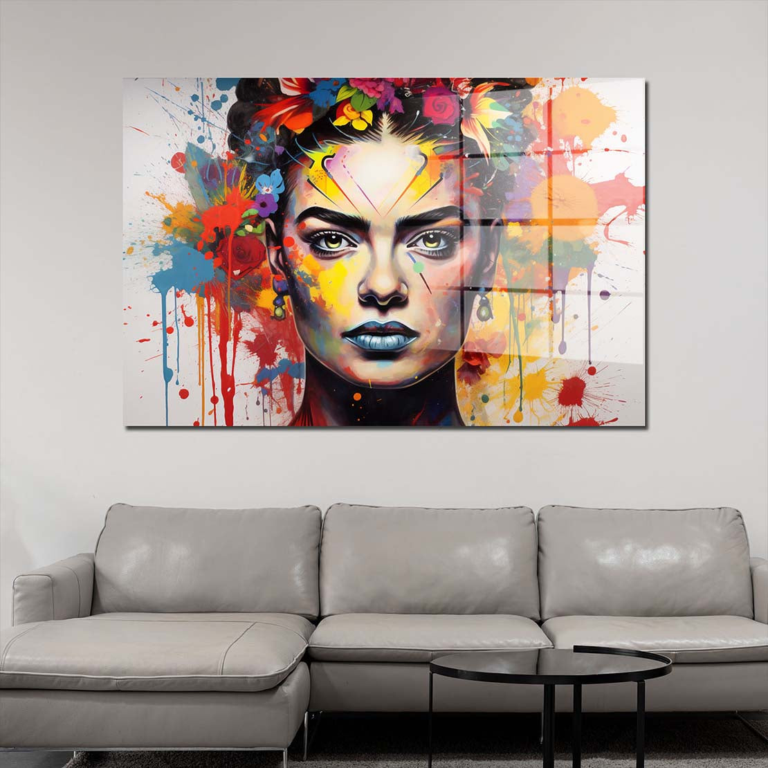 Pop Art Frida Acrylglasbild Wandbild Bild Wanddeko Wohnzimmer XL