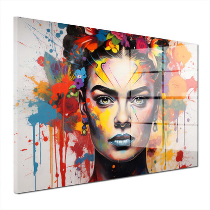 Pop Art Frida Acrylglasbild Wandbild Bild Wanddeko Wohnzimmer XL