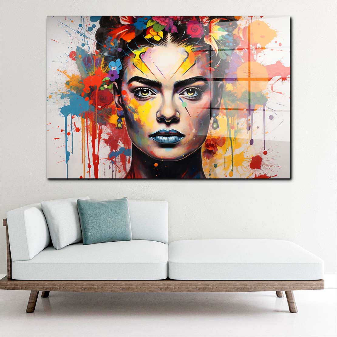 Pop Art Frida Acrylglasbild Wandbild Bild Wanddeko Wohnzimmer XL