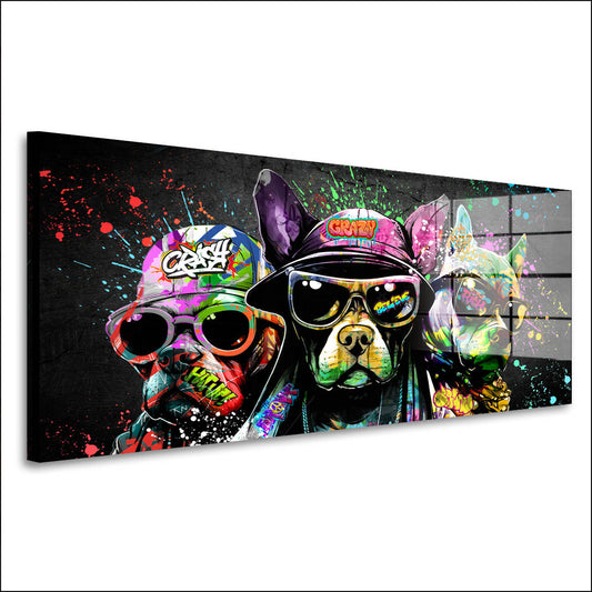 Hunde mit Sonnenbrillen Acrylglasbild Wandbild Bild Wanddeko Wohnzimmer XL