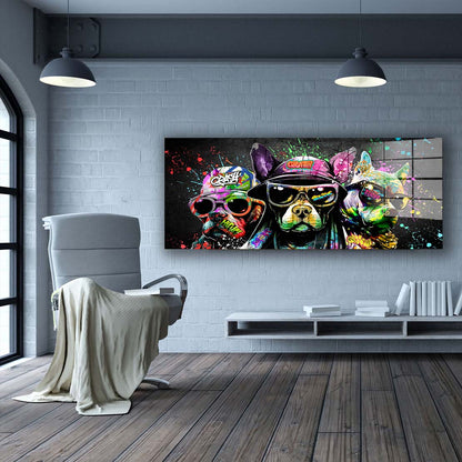 Hunde mit Sonnenbrillen Acrylglasbild Wandbild Bild Wanddeko Wohnzimmer XL
