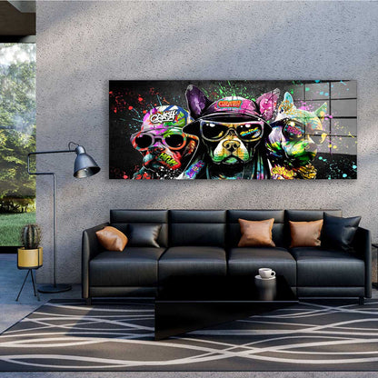 Hunde mit Sonnenbrillen Acrylglasbild Wandbild Bild Wanddeko Wohnzimmer XL