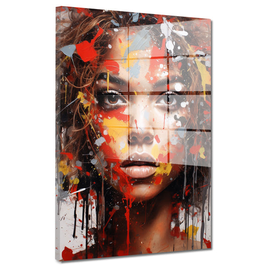 Pop Art afrikanische Frau Colour Splash Acrylglasbild Wandbild Bild Wanddeko XL