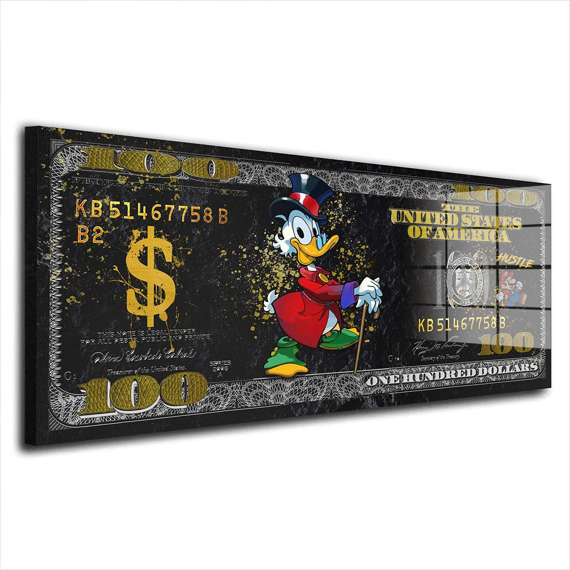 Comic Duck Dollar Mario Edition Acrylglasbild Wandbild Wanddeko Wohnzimmer XL