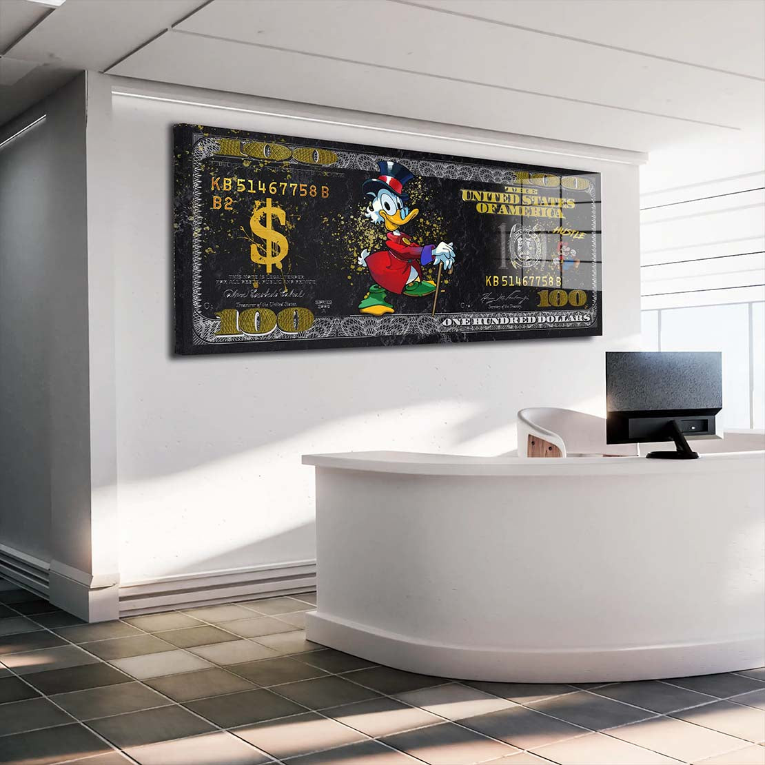 Comic Duck Dollar Mario Edition Acrylglasbild Wandbild Wanddeko Wohnzimmer XL