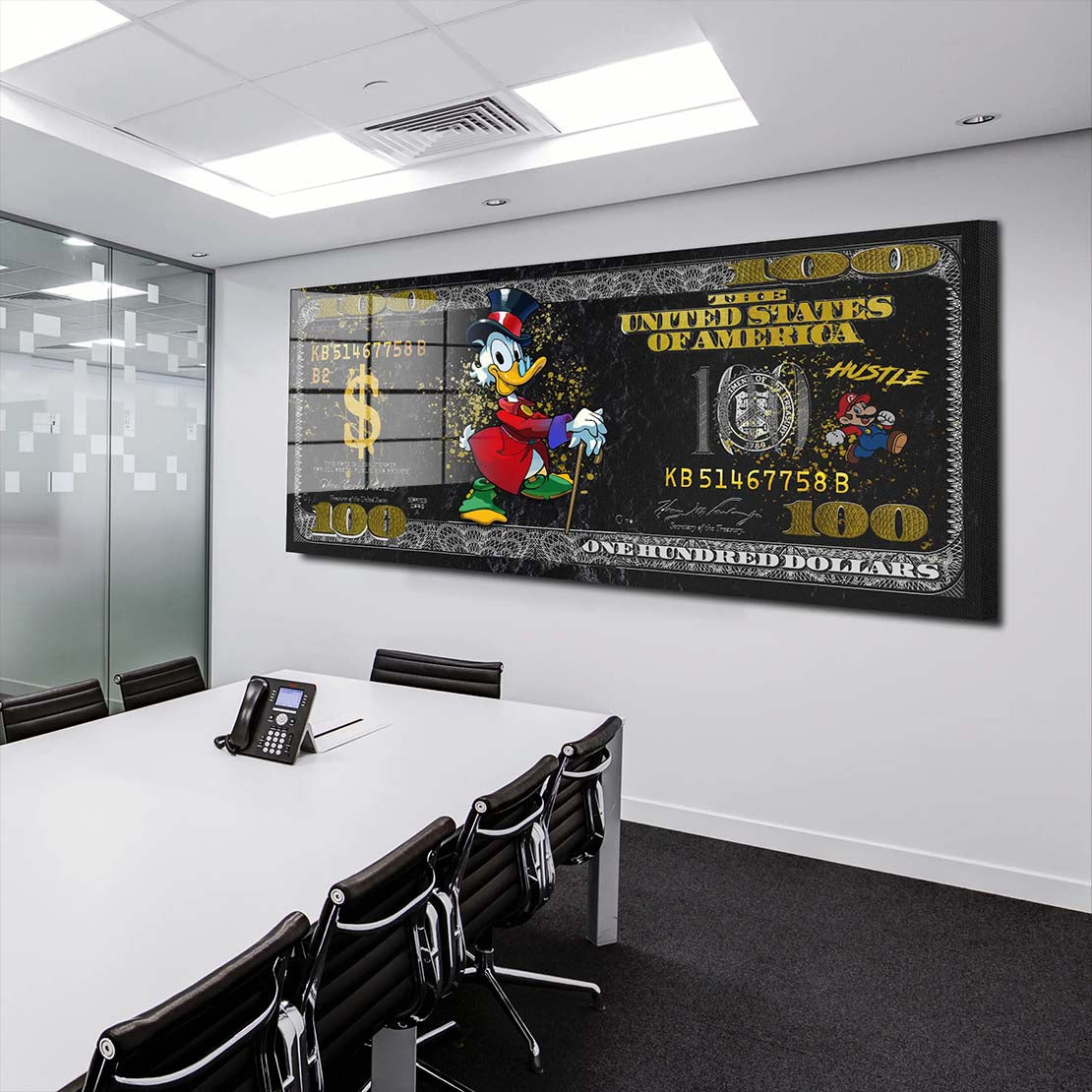 Comic Duck Dollar Mario Edition Acrylglasbild Wandbild Wanddeko Wohnzimmer XL