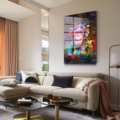 Schimpanse Graffiti Street Art Acrylglasbild Wandbild Bild Wanddeko Wohnzimmer XL