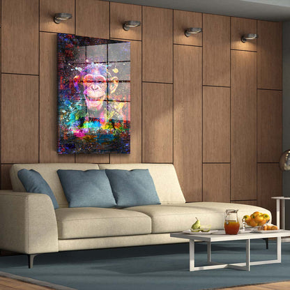 Schimpanse Graffiti Street Art Acrylglasbild Wandbild Bild Wanddeko Wohnzimmer XL