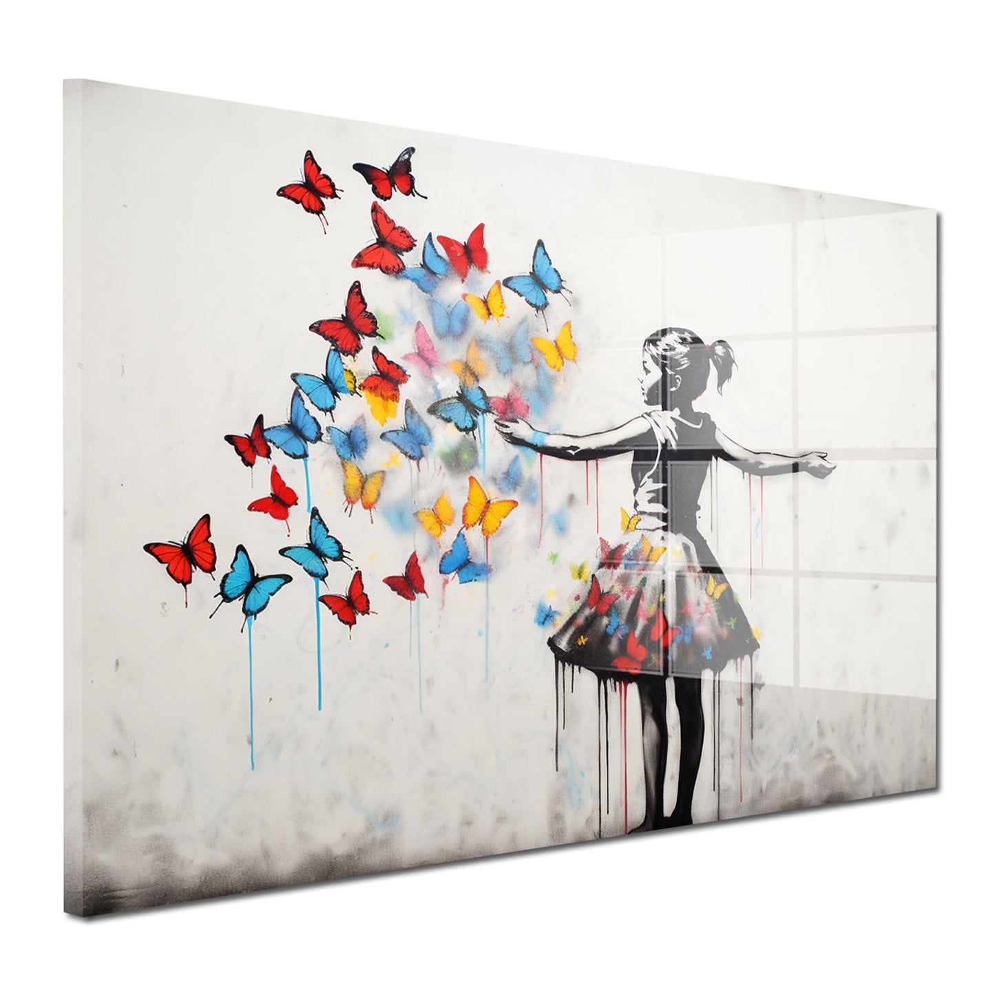 Schmetterlinge Mädchen Street Art Acrylglasbild Wandbild Bild Wanddeko Wohnzimmer XL
