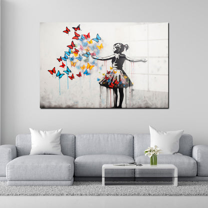 Schmetterlinge Mädchen Street Art Acrylglasbild Wandbild Bild Wanddeko Wohnzimmer XL