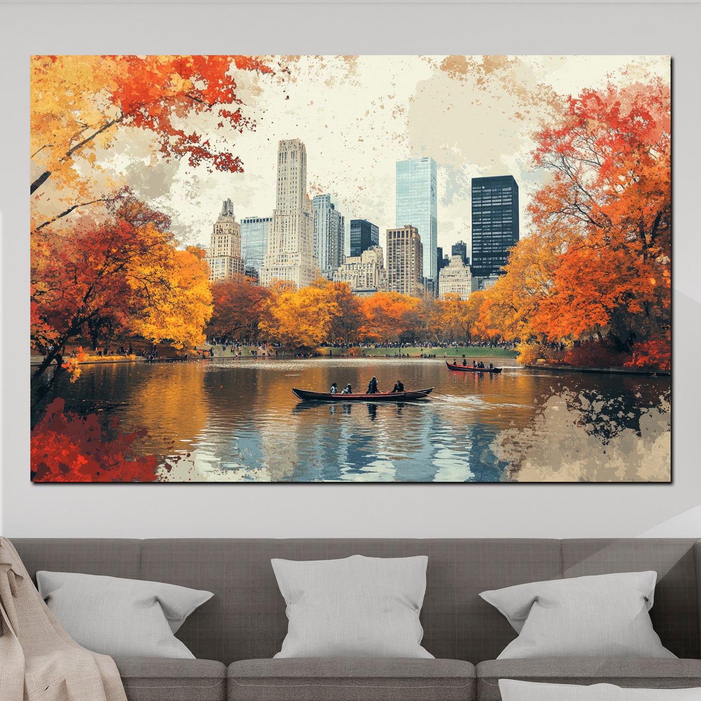 Städte New York Herbst Central Park Skyline Wandbild Leinwandbild XL Wanddeko