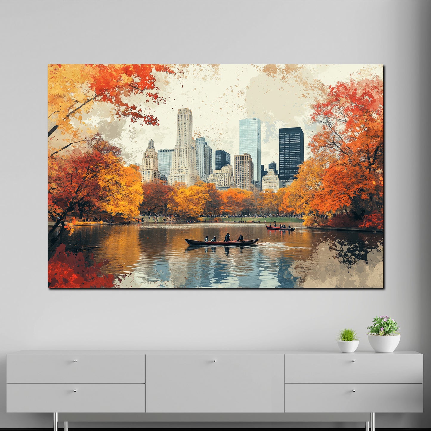 Städte New York Herbst Central Park Skyline Wandbild Leinwandbild XL Wanddeko