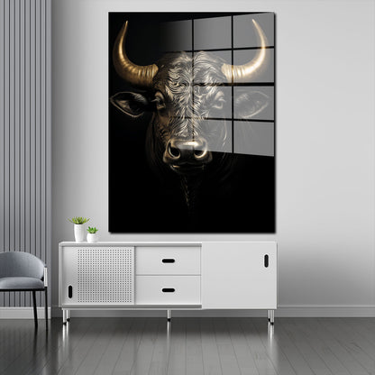 Stier Black Style Acrylglasbild Wandbild Bild Wanddeko Wohnzimmer XL