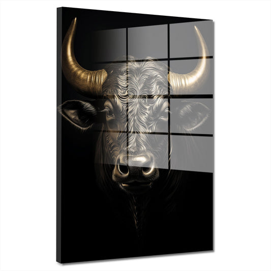 Stier Black Style Acrylglasbild Wandbild Bild Wanddeko Wohnzimmer XL