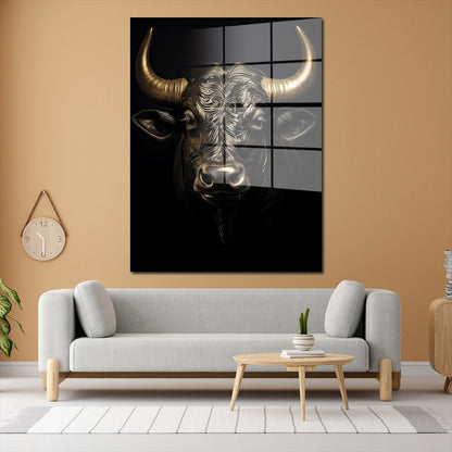 Stier Black Style Acrylglasbild Wandbild Bild Wanddeko Wohnzimmer XL