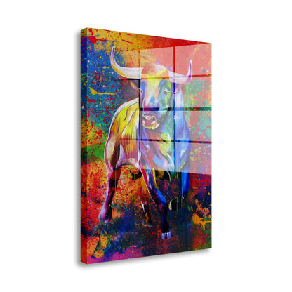 Stier Pop Art Bull Colour Style Tiere Acrylglasbild Wandbild Bild Wanddeko Wohnzimmer XL