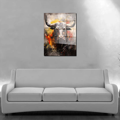 Stier mit abstrakten Hintergrund Tiere Acrylglasbild Wandbild Bild Wanddeko XL