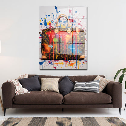 Tasche Luxus Pop Art Splash Edition Acrylglasbild Wandbild Bild Wanddeko Wohnzimmer XL