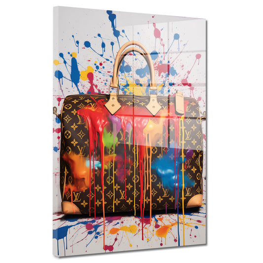 Tasche Luxus Pop Art Splash Edition Acrylglasbild Wandbild Bild Wanddeko Wohnzimmer XL