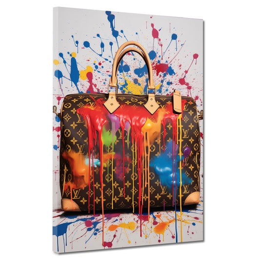 Tasche Luxus Pop Art Splash Leinwandbild Wandbild Kunstdruck XL Wanddeko