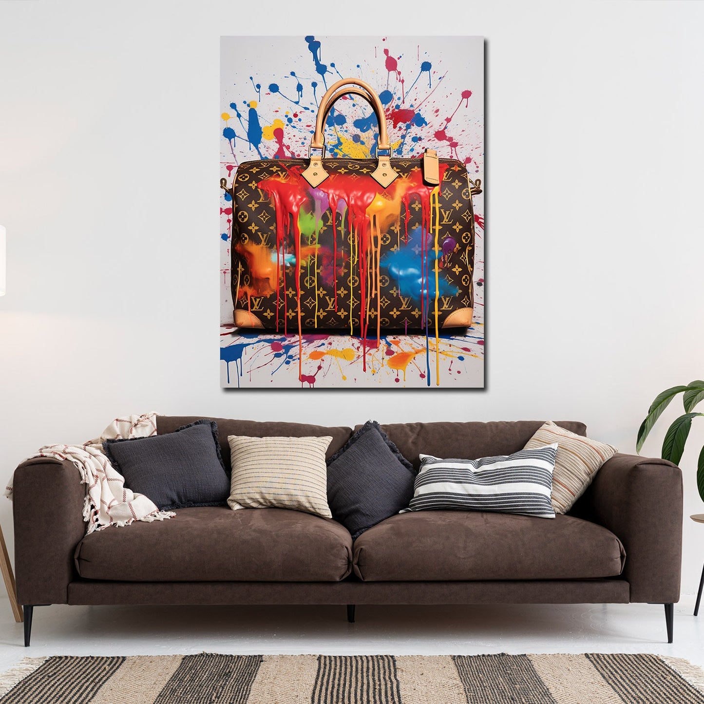 Tasche Luxus Pop Art Splash Leinwandbild Wandbild Kunstdruck XL Wanddeko