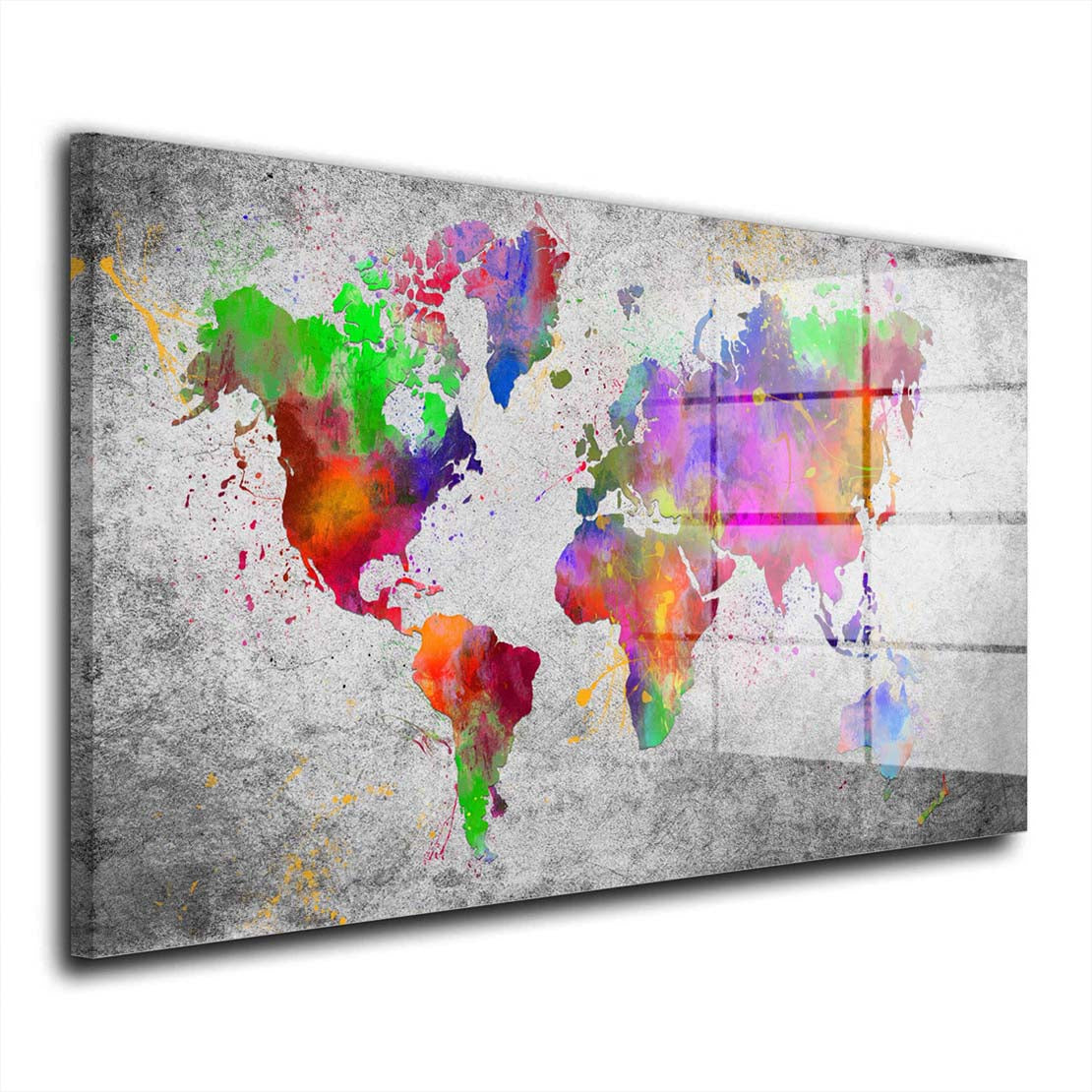 Weltkarte Pop Art Colour Edition Acrylglasbild Wandbild Wanddeko Wohnzimmer XL