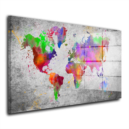 Weltkarte Pop Art Colour Edition Acrylglasbild Wandbild Wanddeko Wohnzimmer XL