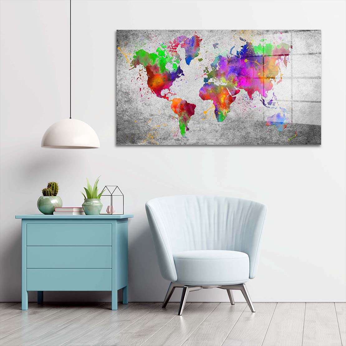 Weltkarte Pop Art Colour Edition Acrylglasbild Wandbild Wanddeko Wohnzimmer XL