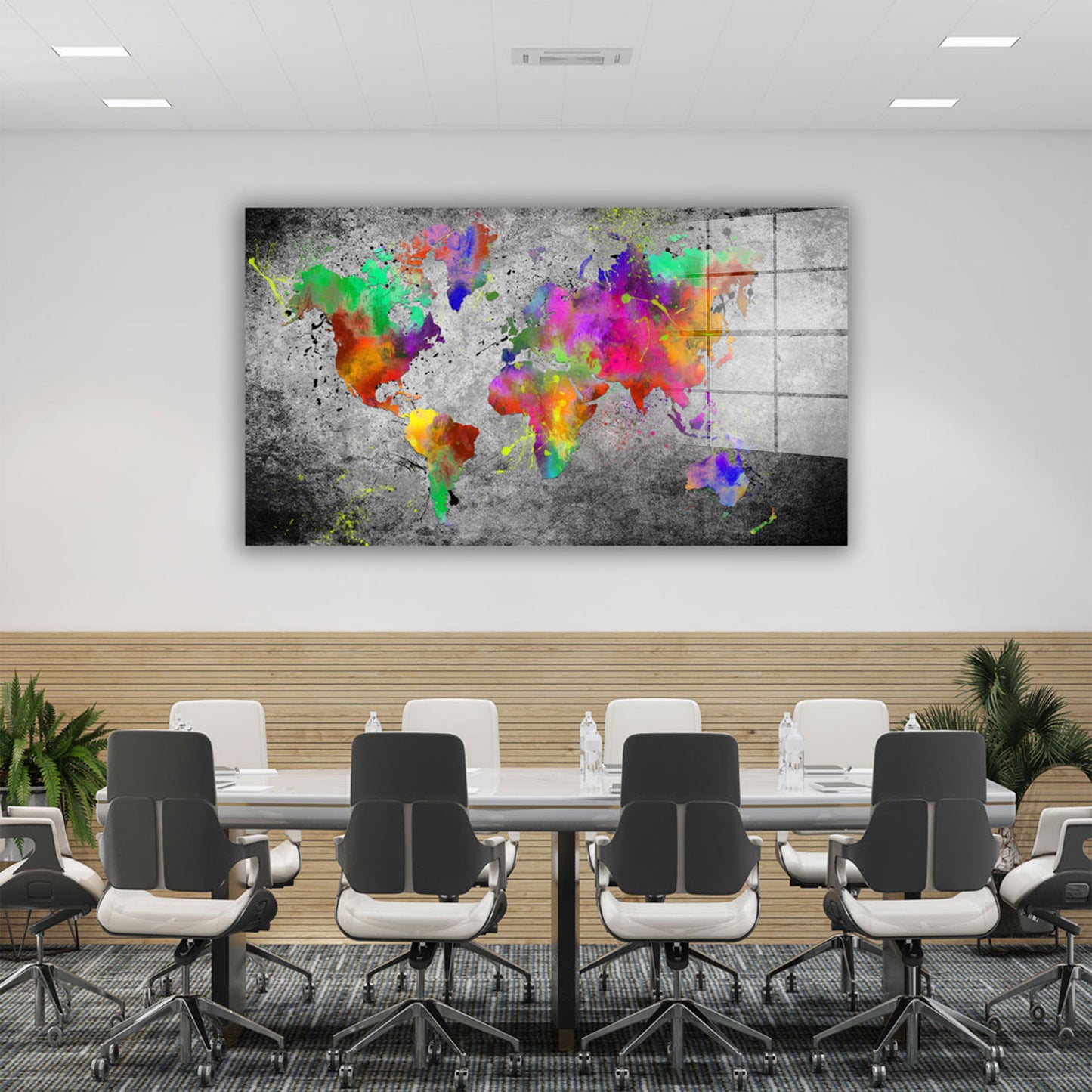 Weltkarte Pop Art Abstract Splash Acrylglasbild Wandbild Bild Wanddeko Wohnzimmer XL