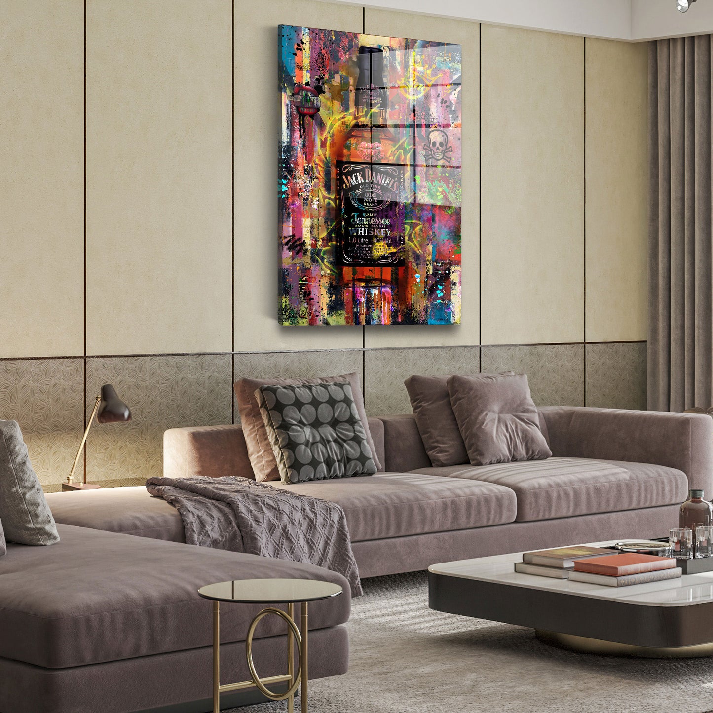 Whiskey Abstract Style Pop Art Acrylglasbild Wandbild Bild Wanddeko Wohnzimmer XL