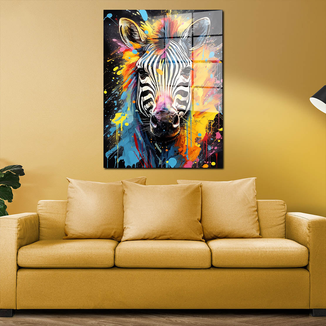 Zebra abstrakt Pop Art Acrylglasbild Wandbild Bild Wanddeko Wohnzimmer XL