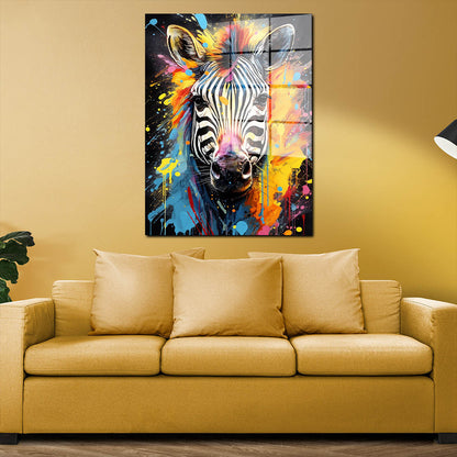 Zebra abstrakt Pop Art Acrylglasbild Wandbild Bild Wanddeko Wohnzimmer XL