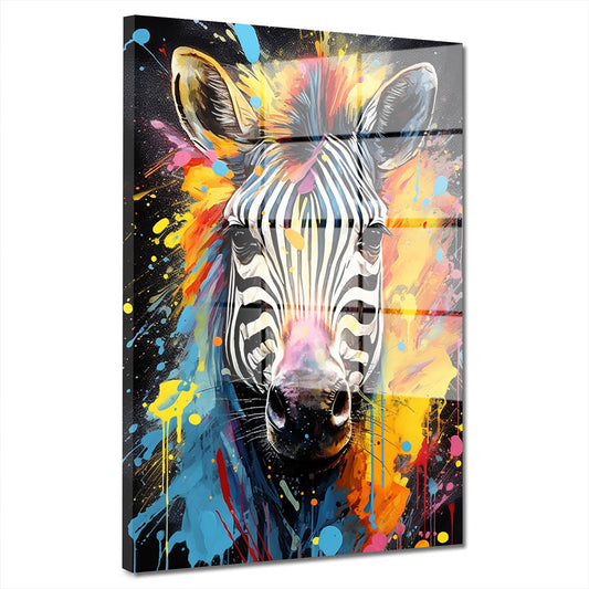 Zebra abstrakt Pop Art Acrylglasbild Wandbild Bild Wanddeko Wohnzimmer XL