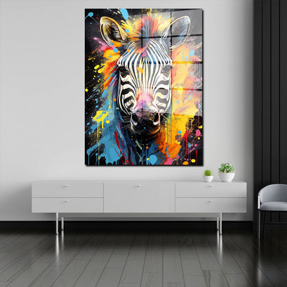 Zebra abstrakt Pop Art Acrylglasbild Wandbild Bild Wanddeko Wohnzimmer XL