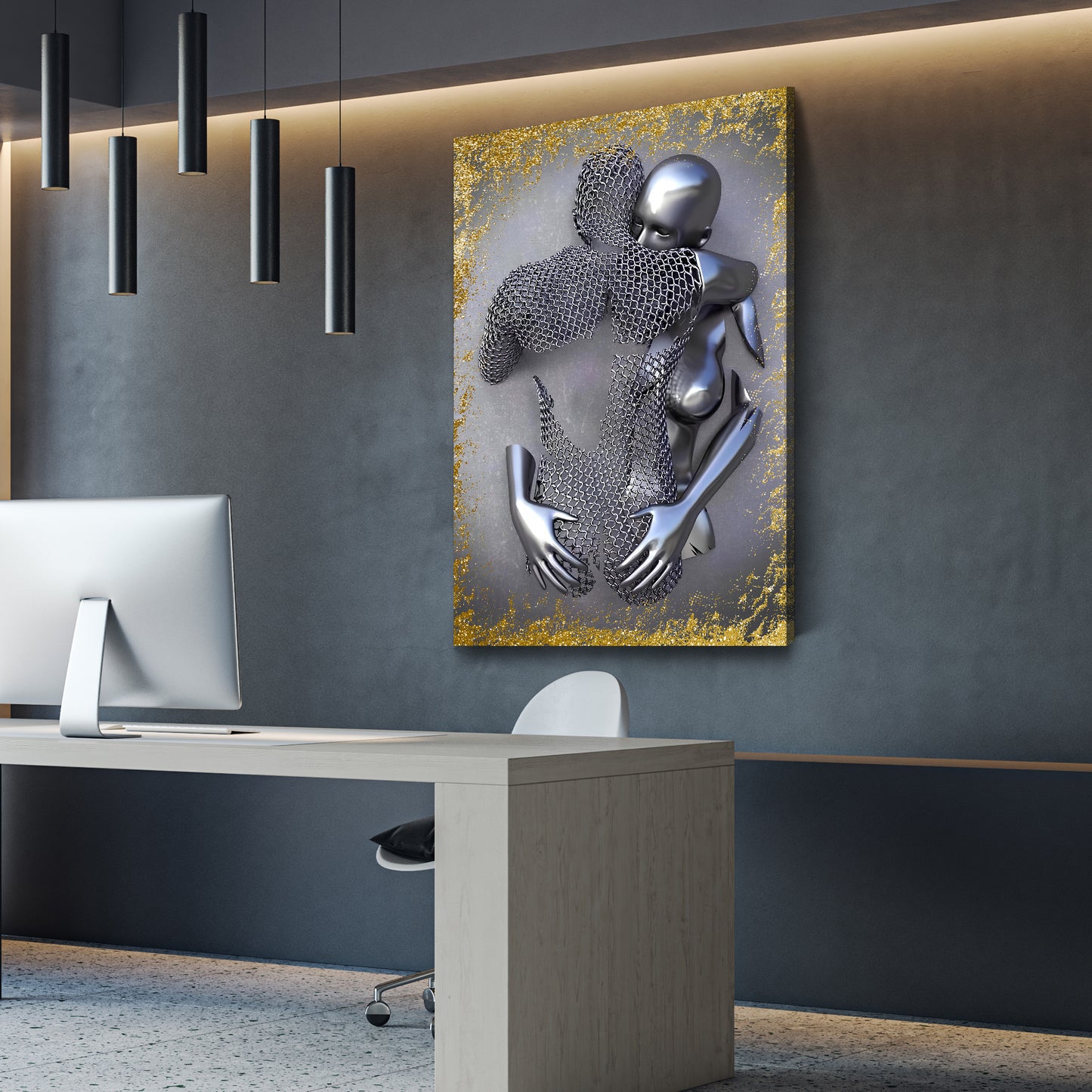 Abstrakt Metallfigur Love Körper Wandbild Leinwandbild Kunstdruck XL Wanddeko