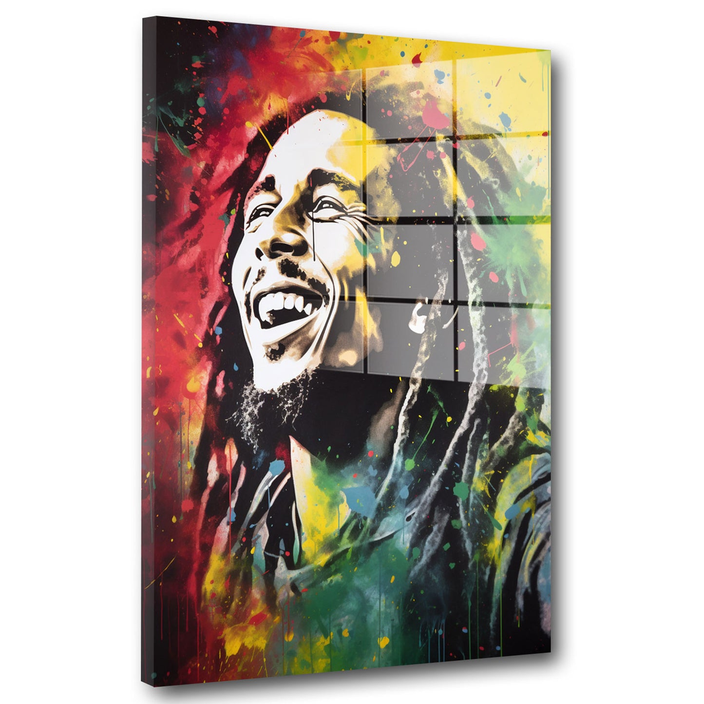 Abstrakt Bob Reggae King Pop Art Acrylglasbild Wandbild Bild Wanddeko Wohnzimmer XL