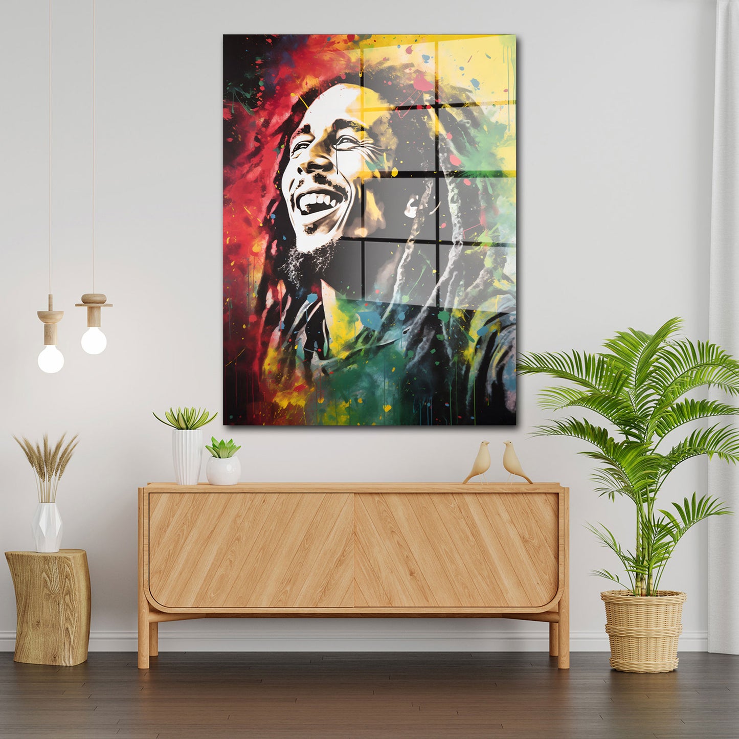 Abstrakt Bob Reggae King Pop Art Acrylglasbild Wandbild Bild Wanddeko Wohnzimmer XL