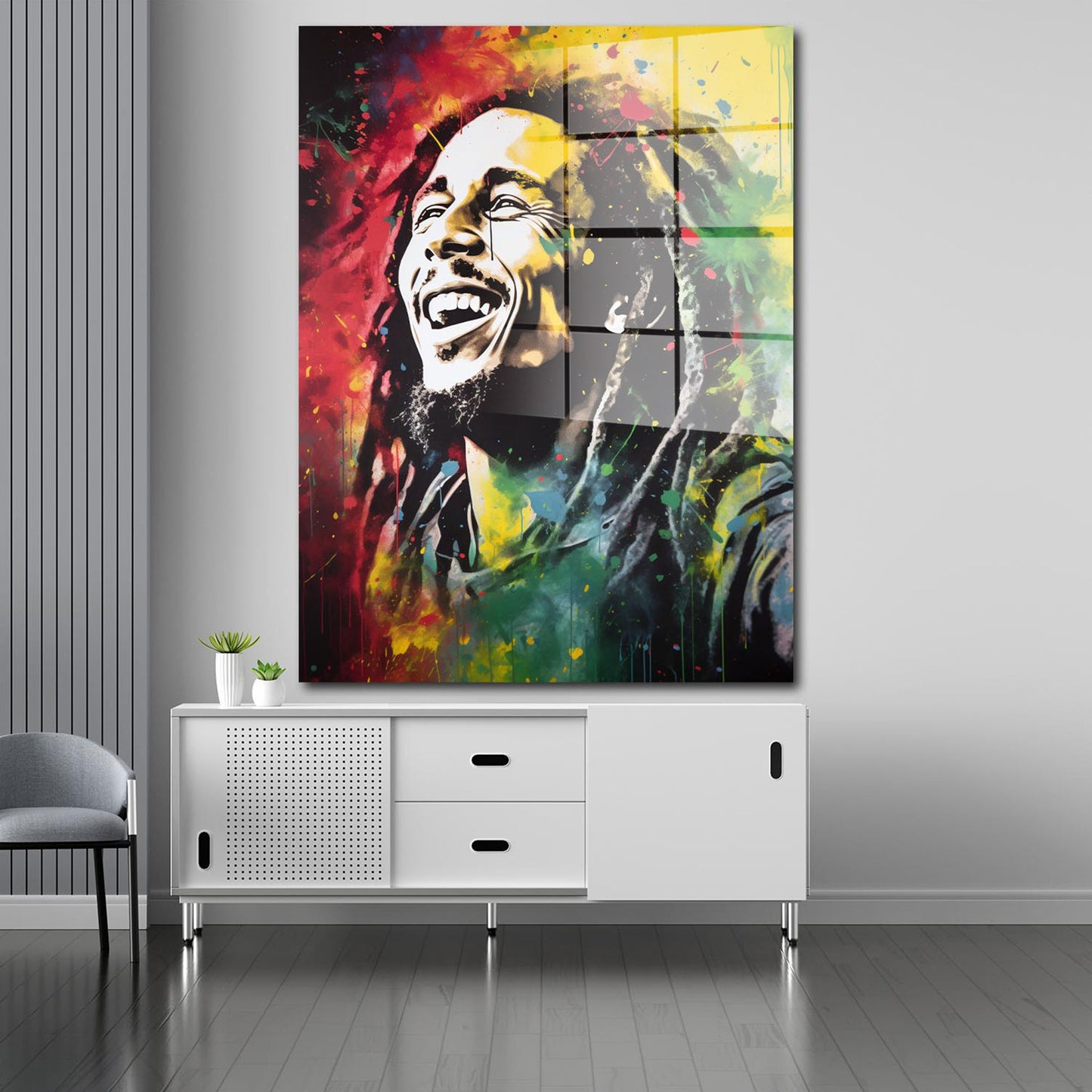 Abstrakt Bob Reggae King Pop Art Acrylglasbild Wandbild Bild Wanddeko Wohnzimmer XL