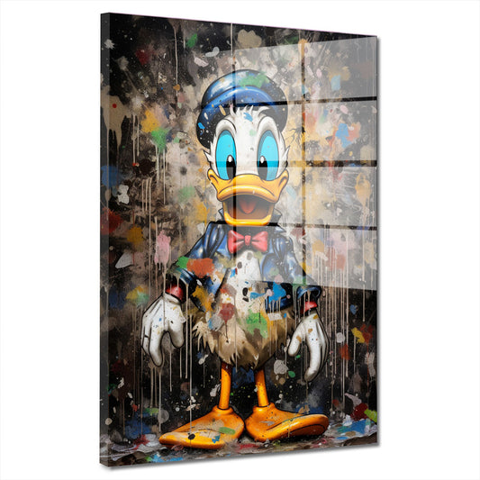 Abstrakt Comic Duck Pop Art Colour Acrylglasbild Wandbild Bild Wanddeko XL