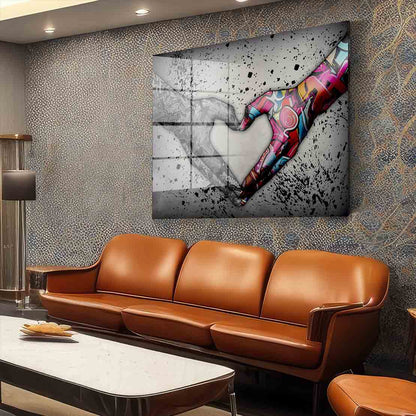 Abstrakt Graffiti Hände Acrylglasbild Wandbild Bild Wanddeko Wohnzimmer XL