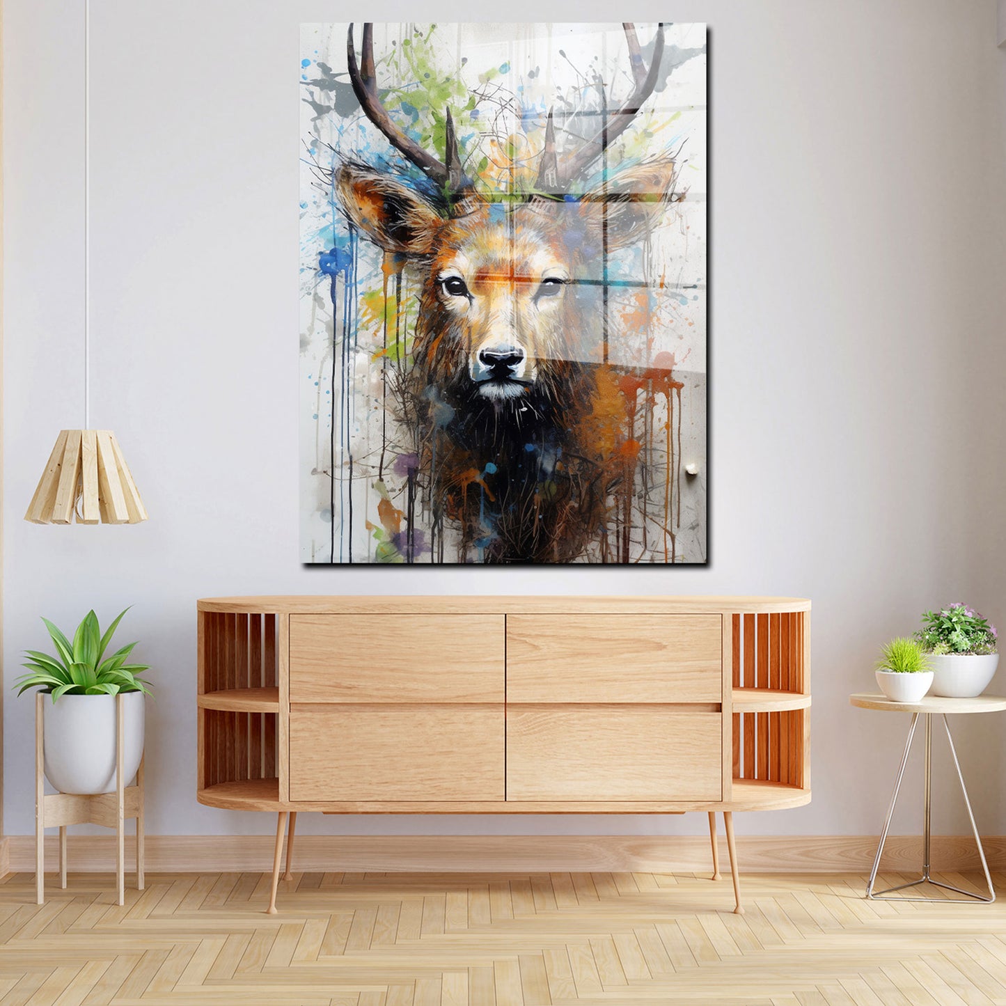 Abstrakt Hirsch Pop Art Acrylglasbild Wandbild Bild Wanddeko Wohnzimmer XL