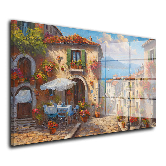 Abstrakt Italien Dorf Altstadt Acrylglasbild Wandbild Bild Wanddeko Wohnzimmer XL